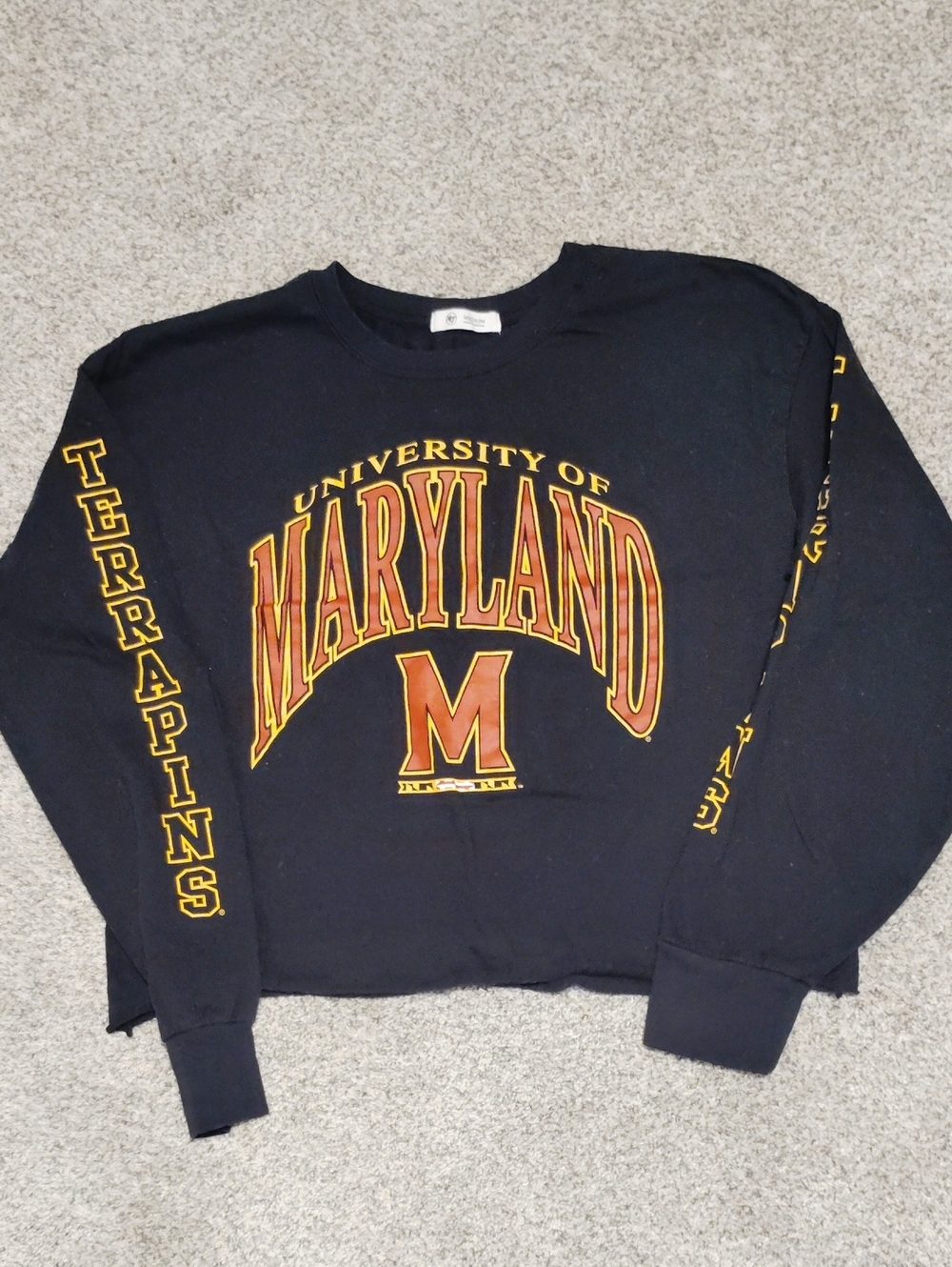 47 Brand Black University of Maryland Crewneck with Yellow & Red Graphics
